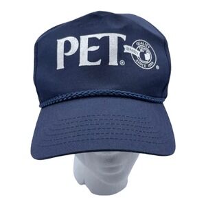 PET DAIRY Since 1929 Luna Basics Snapback Hat Cord Cap Navy Blue Vintage